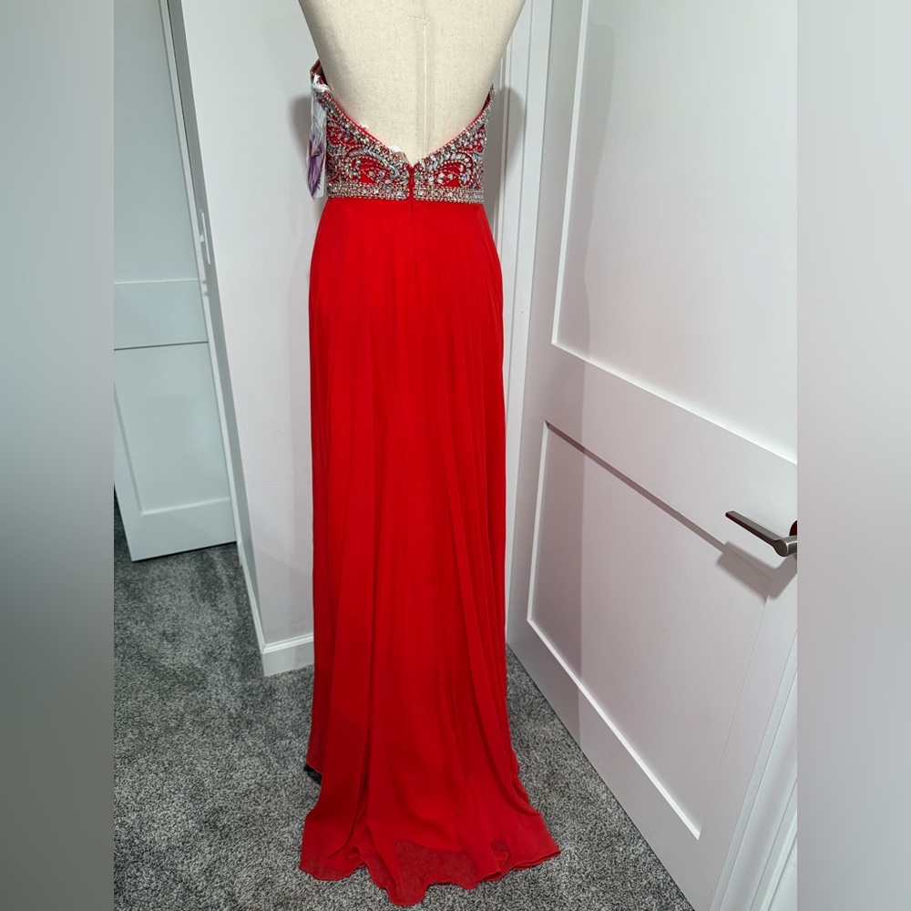 NWT Tiffany Designs red strapless prom dress - Picture 4 of 16